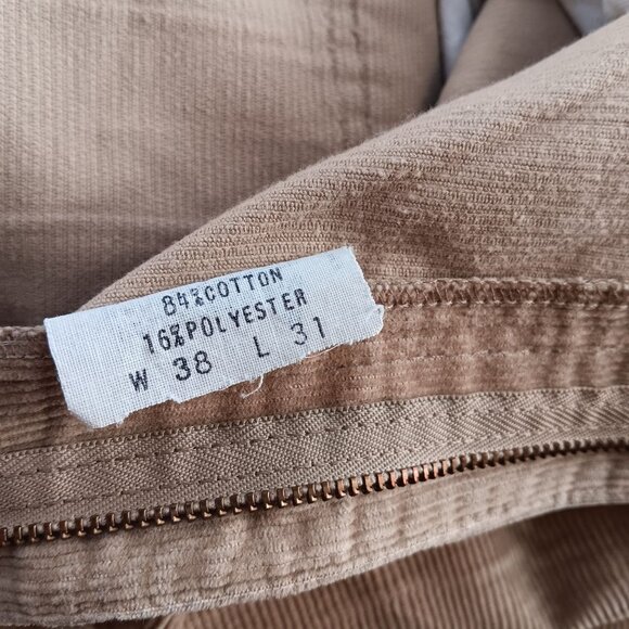 37x30 Vintage 1970's Mens Bootcut Flare Jeans GOLDEN BROWN HIPPY Raw Cords - Picture 7 of 7